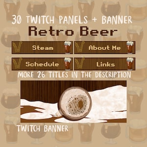 Retro Beer Twitch Panels, Twitch Panel, Twitch Decoration, Twitch Pub