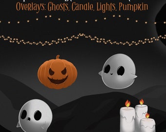 Halloween Stream Overlay, Stream Decorations, Ghosts