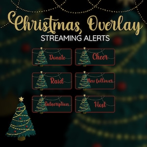 Christmas Tree Green Stream Overlay, Animated Alerts