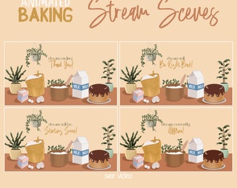 Cute Baking Stream Animated Screens, Scenes For Twitch