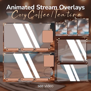 Gemütliche Kaffee/Tee Zeit Stream Overlay Pack für Twitch, Twitch Overlay, Chat Page, Chatbox, Game Page, Webcam Border