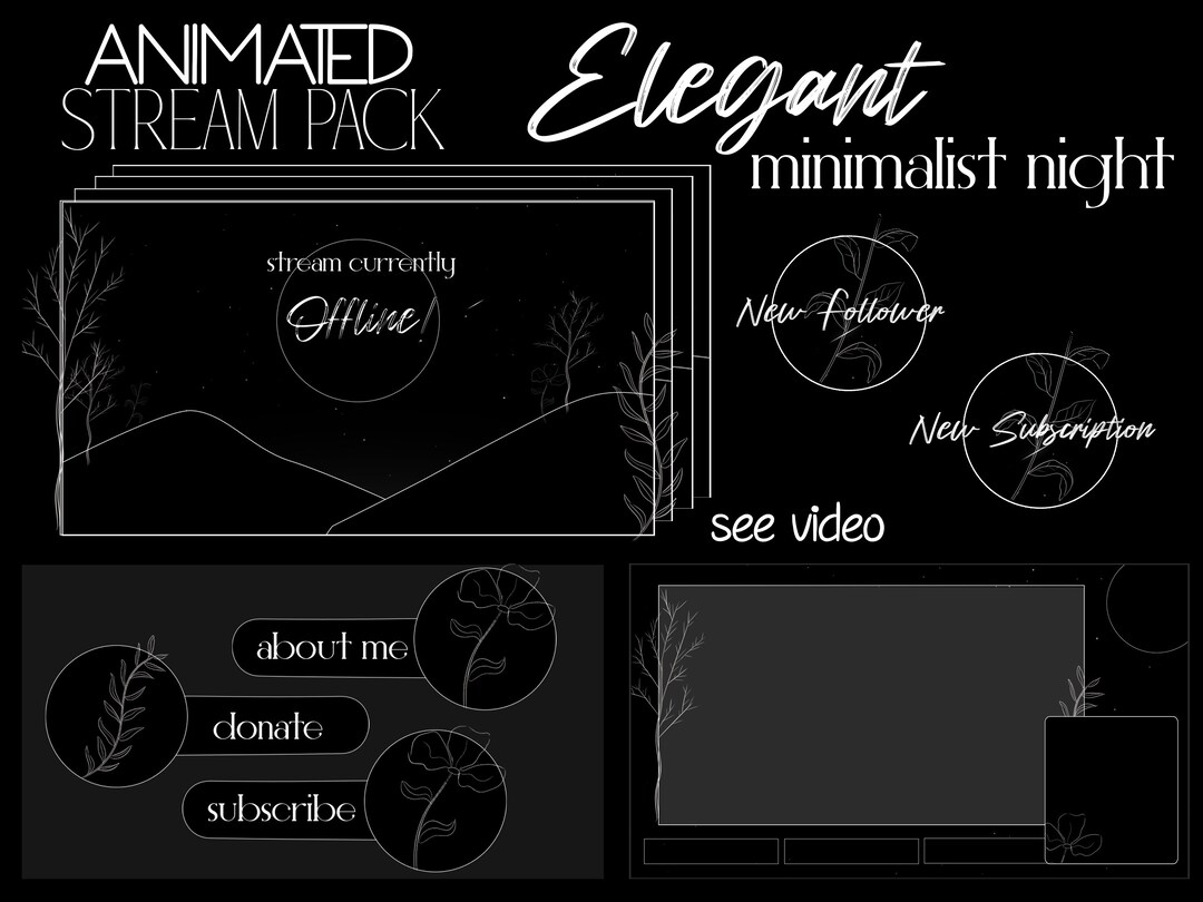 Stream Package Elegant Minimalist Night Stream Pack for Twitch, Twitch Overlay ...