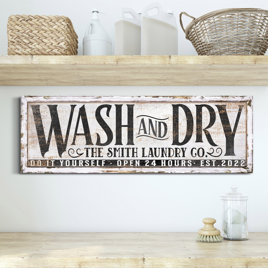 Customized Family Laundry Co Sign, Custom Wash and Dry Wall Art