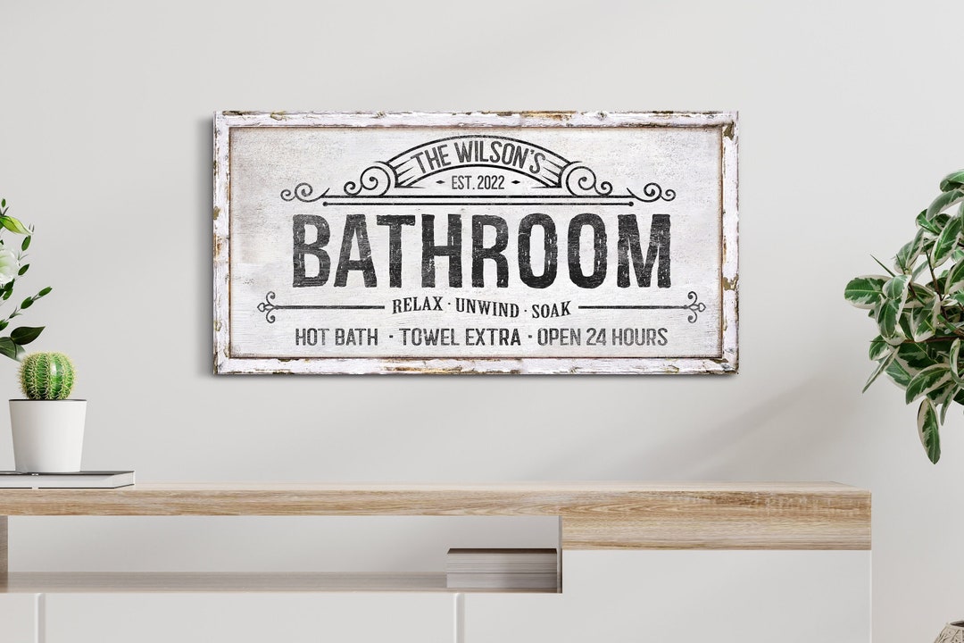 Custom Bathroom Sign With Family Name Bathroom Decor Gift for - Etsy