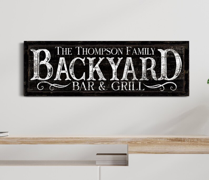Personalized Backyard Bar & Grill Sign Porch Patio Wall Etsy