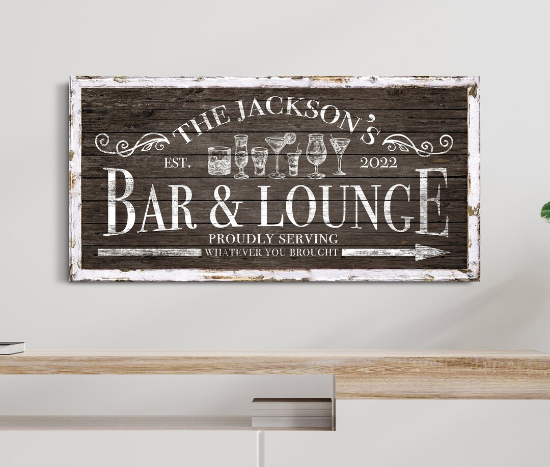 Custom Bar and Lounge Sign Last Name Home Bar Sign Man Cave Sign Garage