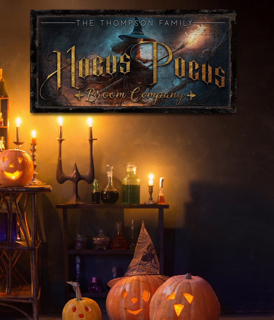 Personalized Hocus Pocus Broom Co. Sign Spooky Halloween Etsy