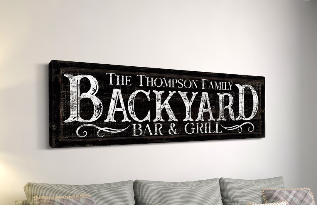 Personalized Backyard Bar & Grill Sign, Porch Patio Wall Hangings, Outdoor Grill Sign, BBG Gift