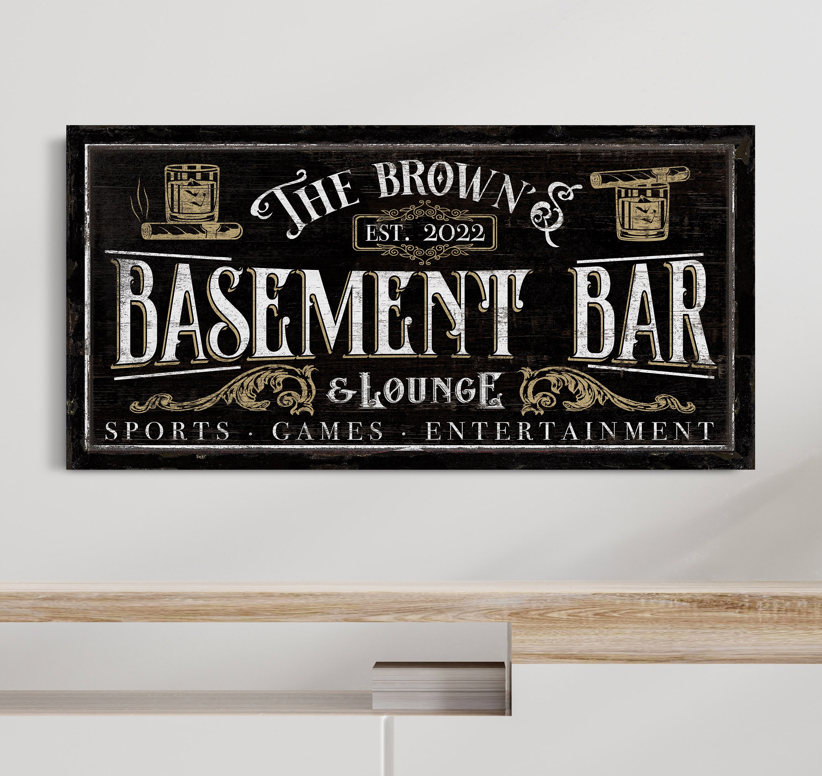 Custom Basement Bar and Lounge Sign Man Cave Decoration Bar Etsy