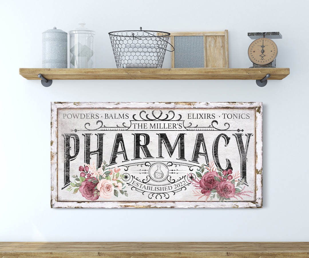 Personalized Pharmacy Sign Vintage Style Last Name Sign - Etsy