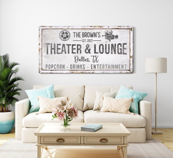 Personalized Theater and Lounge Sign Family Name Sign Movie Room