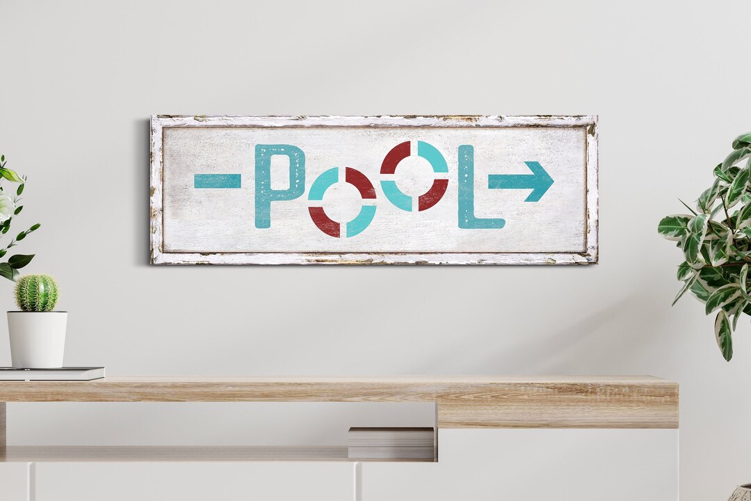 Pool Sign With Arrow Pool Direction Sign Pool House Sign Backyard Pool Wall Decor Swimming Pool