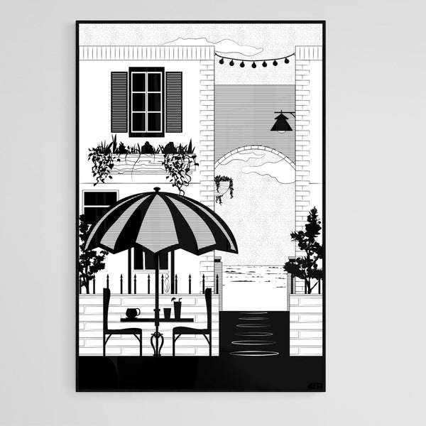 Venice Italian Cafe Bistro - Outdoor, Italy Inspired, Coffee, Patio, Restaurant, European, Poster Print