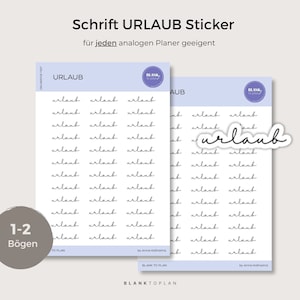 Script Schrift Urlaub Sticker Sheet Kalender Planen Filofax Sticker Font Handlettering Minimal Sticker schwarz/weiß Deutsch
