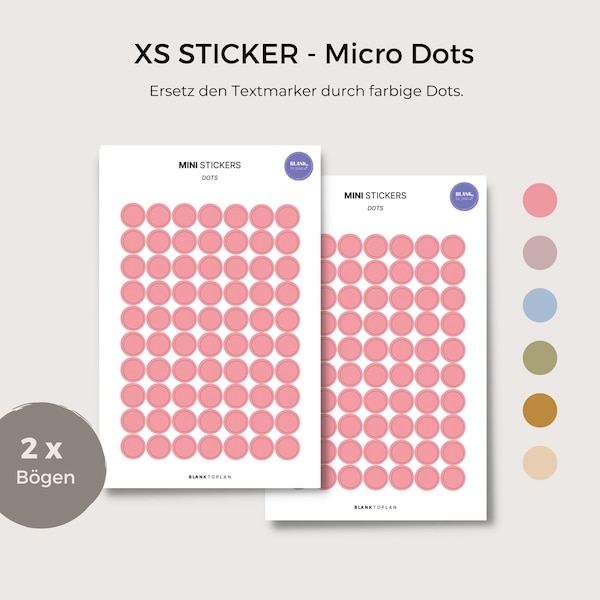 XS Stickers - Micro Dots | Aufkleber | Bullet Journal Planer Sticker | Stichpunkt | Kalender | Dot Stickers | verschiedene Farben Dekoration