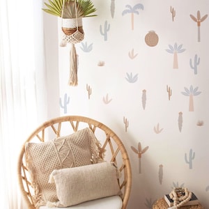 Cactus Plant Palm Tree Wall Sticker Decal Nursery Kids Room Living Room Peel and Stick Neutral Aesthetic Desert Boho