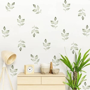 Botanical Leaves Wall Sticker Decal Spring Aesthetic Removable Peel and Stick Living Room Interior Design