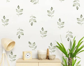 Botanical Leaves Wall Sticker Decal Spring Aesthetic Removable Peel and Stick Living Room Interior Design