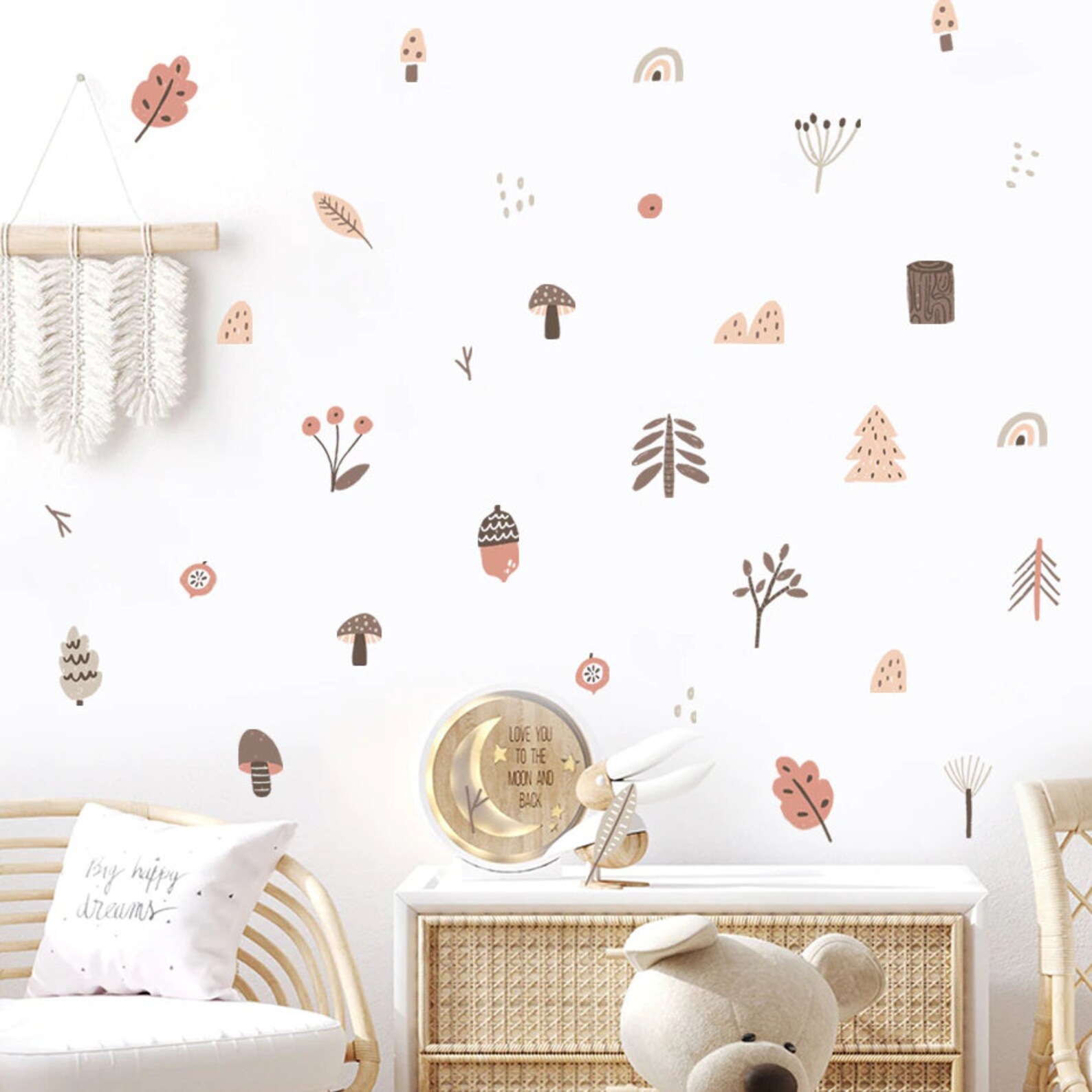 Magical Woodland Nursery Wall Sticker Decal Gender Neutral Aesthetic ...