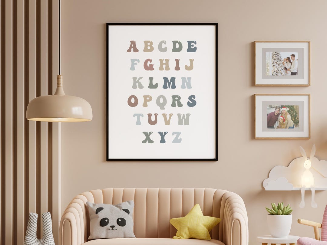 Retro Alphabet Wall Art Nursery Playroom Decor Gender Neutral Aesthetic ...