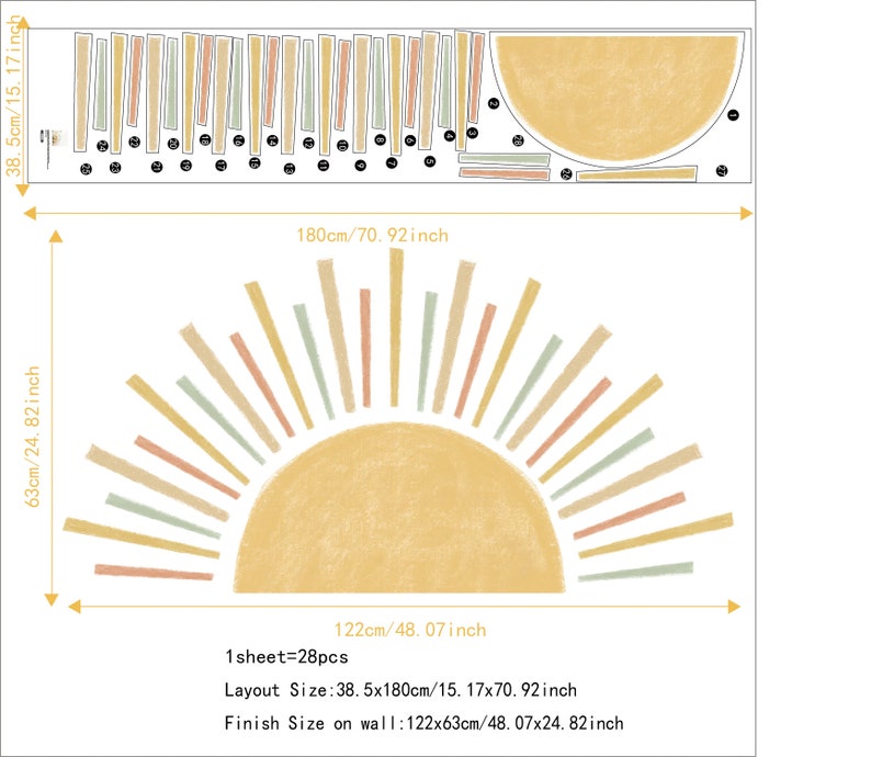 Large Sun Wall Sticker Decal Nursery Kids Room Playroom Etsy