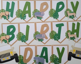 Safari Banner, Jungle Animals Banner, Wild & Three Banner, Safari Animals Banner, Two Wild Banner, Safari High Chair Banner, Safari Party
