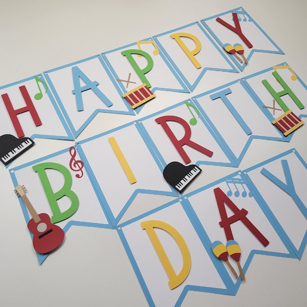 Musical Instruments Birthday Banner, Musical High Chair Banner, Musical Birthday Party, Guitar Banner, Rock and Roll Banner