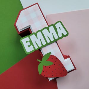 Strawberry 3D Number, Berry Sweet 3D Number, Strawberry 1st Birthday Number, Strawberry Birthday 3D Number, Strawberry 3D Letter