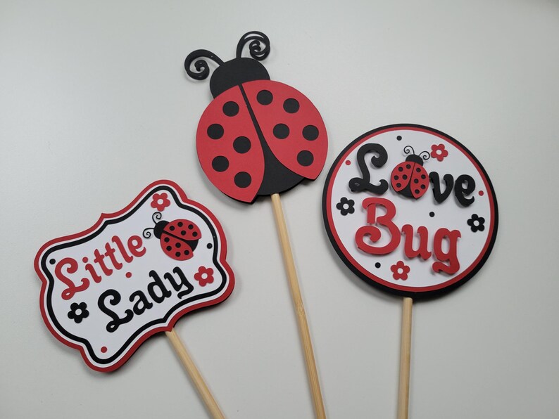Ladybug Centerpiece Sticks Set of 3, Ladybug Centerpieces, Love Bug ...
