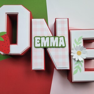 Strawberry 3D Letters, Strawberry 1st Birthday 3D Letters, Strawberry 3D One, Berry Sweet 3D Letters, Strawberry Birthday Party Decor