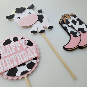 Pink Farm Centerpieces Set of 3, Cow Centerpieces, Pink Cowgirl Centerpieces, Farm Centerpieces, Pink Cowgirl Party, Pink Farm Party Decor