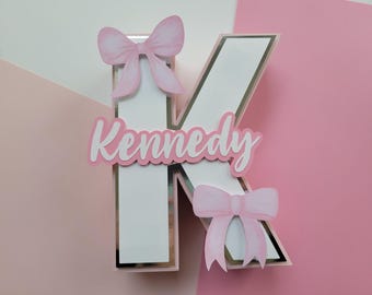 Pink Bow 3D Letter, Pink Coquette 3D Letter, Coquette Bow 3D Letter, Coquette Party Table Decor, Pink Bow Party Decor, Pink Bow Birthday