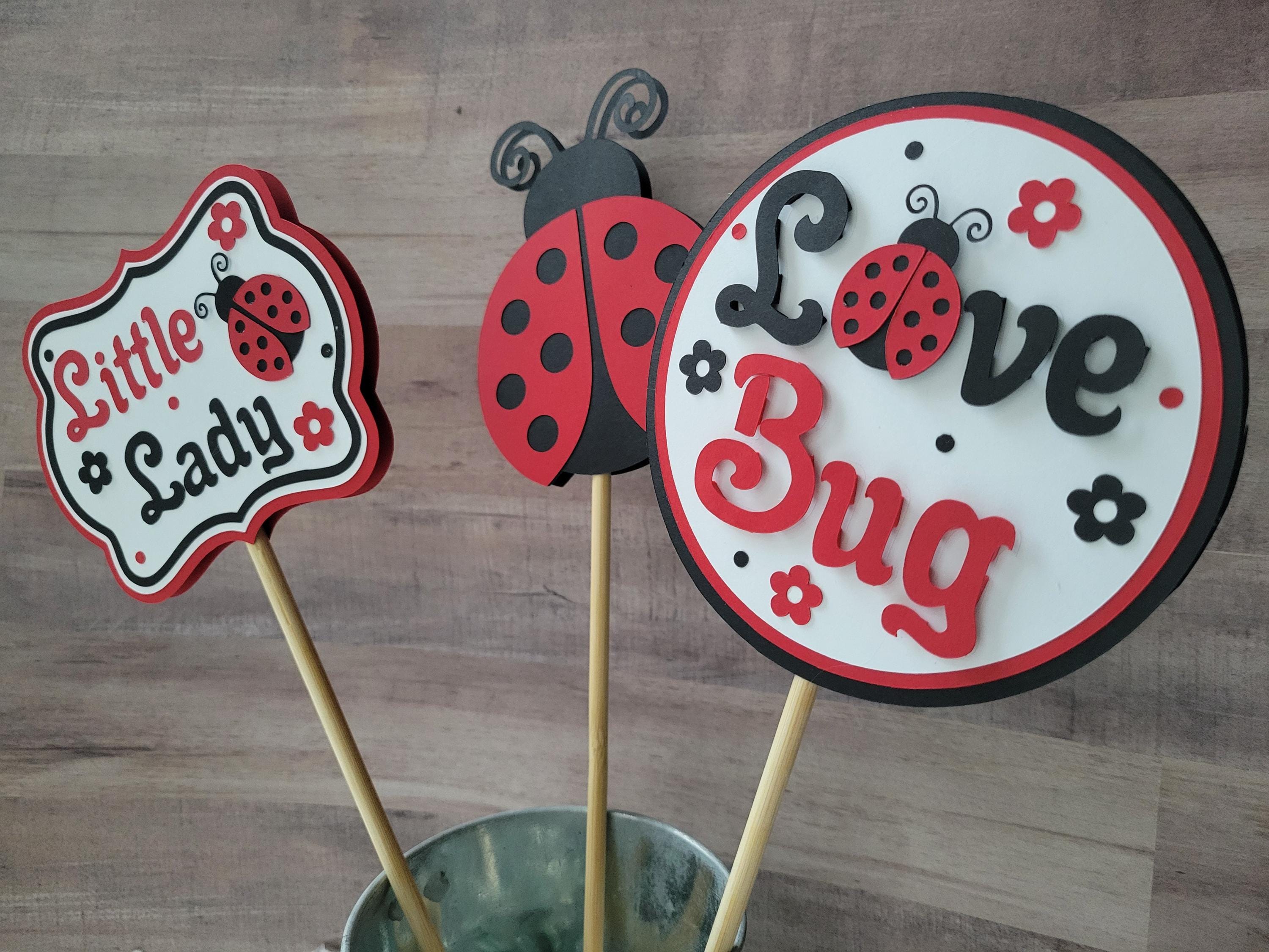 Ladybug Centerpiece Sticks Set of 3, Ladybug Centerpieces, Love Bug ...