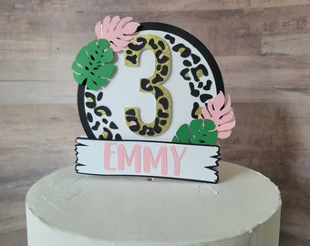Pink Cheetah Cake Topper, Cheetah Cake Topper, Pink Safari Cake Topper, Leopard Print Cake Topper, Safari Cake Topper, Wild One Cake Topper