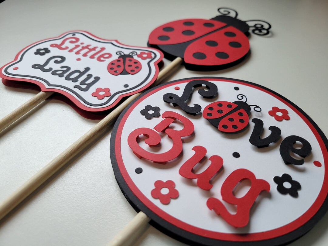Ladybug Centerpiece Sticks Set of 3, Ladybug Centerpieces, Love Bug ...