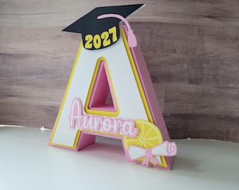 Freshly Graduated 3D Letter, Freshly Graduated 3D Number, Graduation 3D Number, Freshly Graduated Centerpiece, Lemon 3D Number, Grad Party