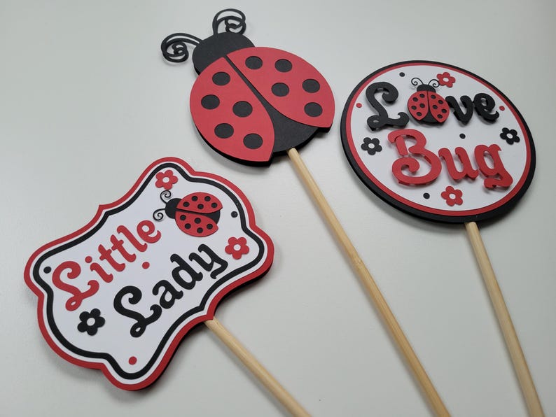 Ladybug Centerpiece Sticks Set of 3, Ladybug Centerpieces, Love Bug ...