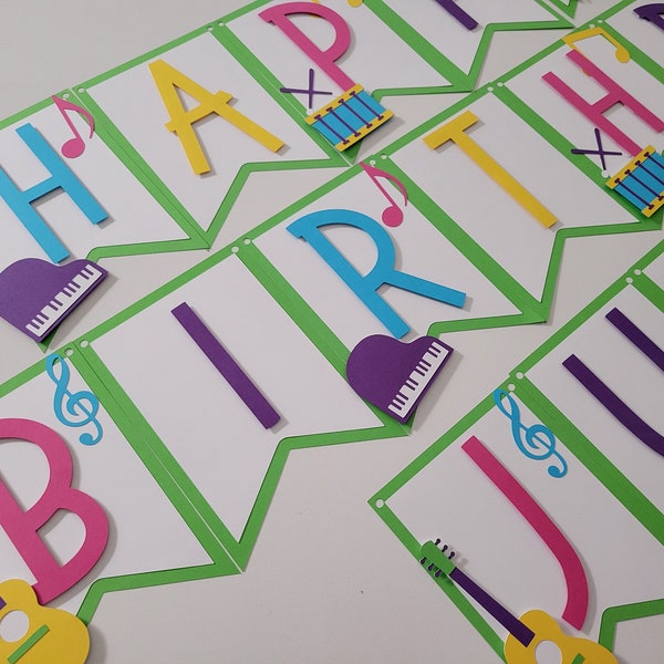 Musical Instruments Birthday Banner, Musical High Chair Banner, Musical Banner, Music Notes Banner, Guitar Banner, Rock and Roll Banner