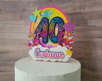90s Cake Topper, 90s Rainbow Cheetah Cake Topper, 90s Inspired Cake Topper, 90s Birthday Cake Decorations, 90s Retro Cake Topper