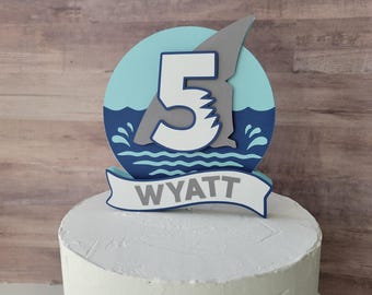 Shark Cake Topper, Great White Shark Cake Topper, Ocean Cake Topper, Under the Sea Cake Topper, Shark Birthday Party, Shark Party Decor