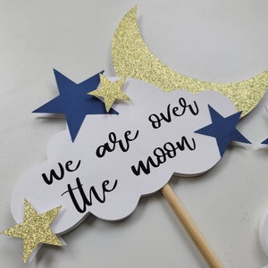 Over the Moon Centerpiece Sticks Set of 2, Over the Moon Table Decor, We Are Over the Moon Baby Shower Table Decor, Twinkle Star Centerpiece