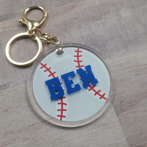 Acrylic Baseball Keychain, Baseball Team Keychain, Baseball Bag Tag, Personalized Baseball Keychain, Baseball Coach Gift