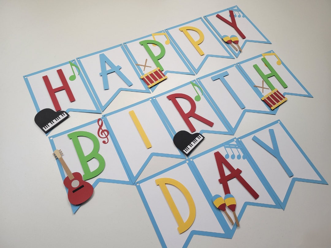 Musical Instruments Birthday Banner, Musical High Chair Banner, Musical ...
