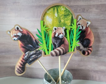 Red Panda Centerpieces Set of 3, Realistic Red Panda Centerpieces, Real Red Panda Centerpieces, Red Panda Party Decor, Red Panda Birthday