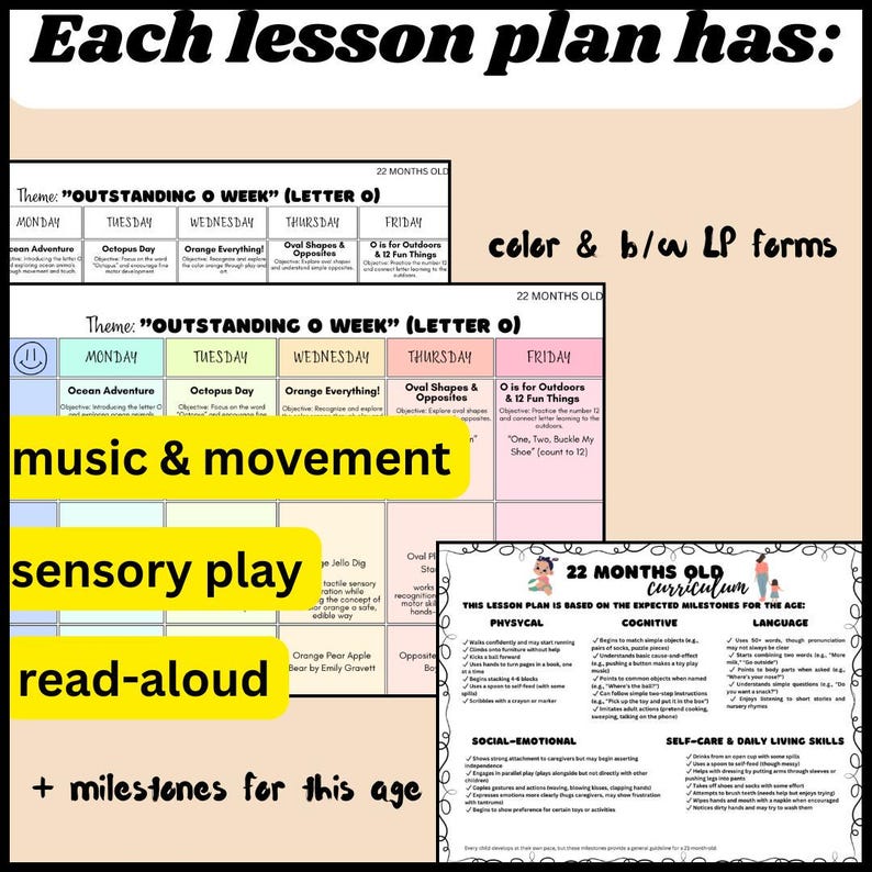 4-week Toddler Lesson Plan Bundle for 22-month-olds - Etsy