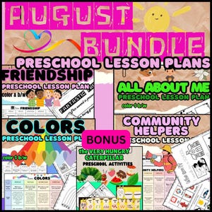 August Preschool Lesson Plans Bundle  Friendship, Colors, Community (PDF)
