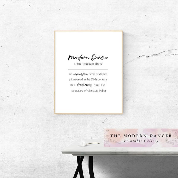 Modern Dance Definition | Printable Poster | Wall Art