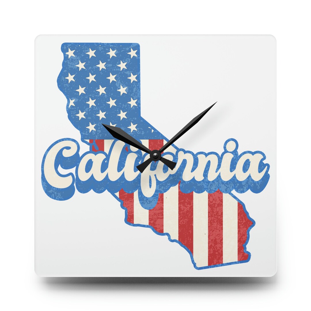 Retro Clock California Map Clock America Map Clock California Etsy