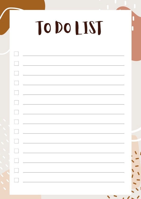 Aesthetic Beige and Brown Digital Printable to Do List, Productivity ...