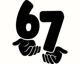 Six Seven Meme SVG and PNG: 6 7 Hand Sign Silhouette for Cricut Projects, Trendy Gen Alpha Aesthetic, Viral Meme Design, Digital Download